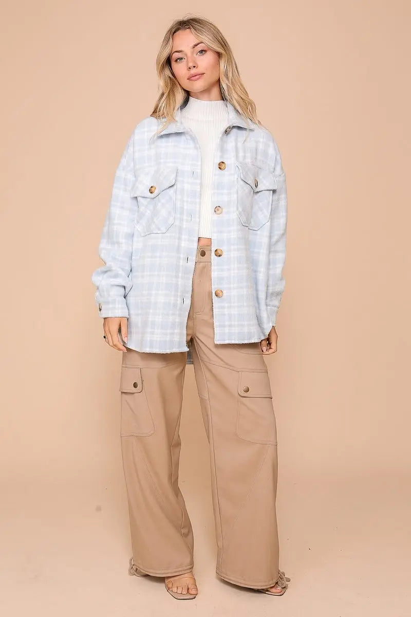 Timing Inc. Chill Out Jacket – Oversized Plaid Shacket for Cozy Style TIMING INC