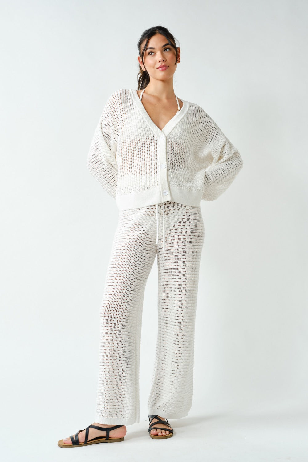 Mono B Coastal Crochet Air Knit Top – Lightweight Layers with Effortless Style MONO B