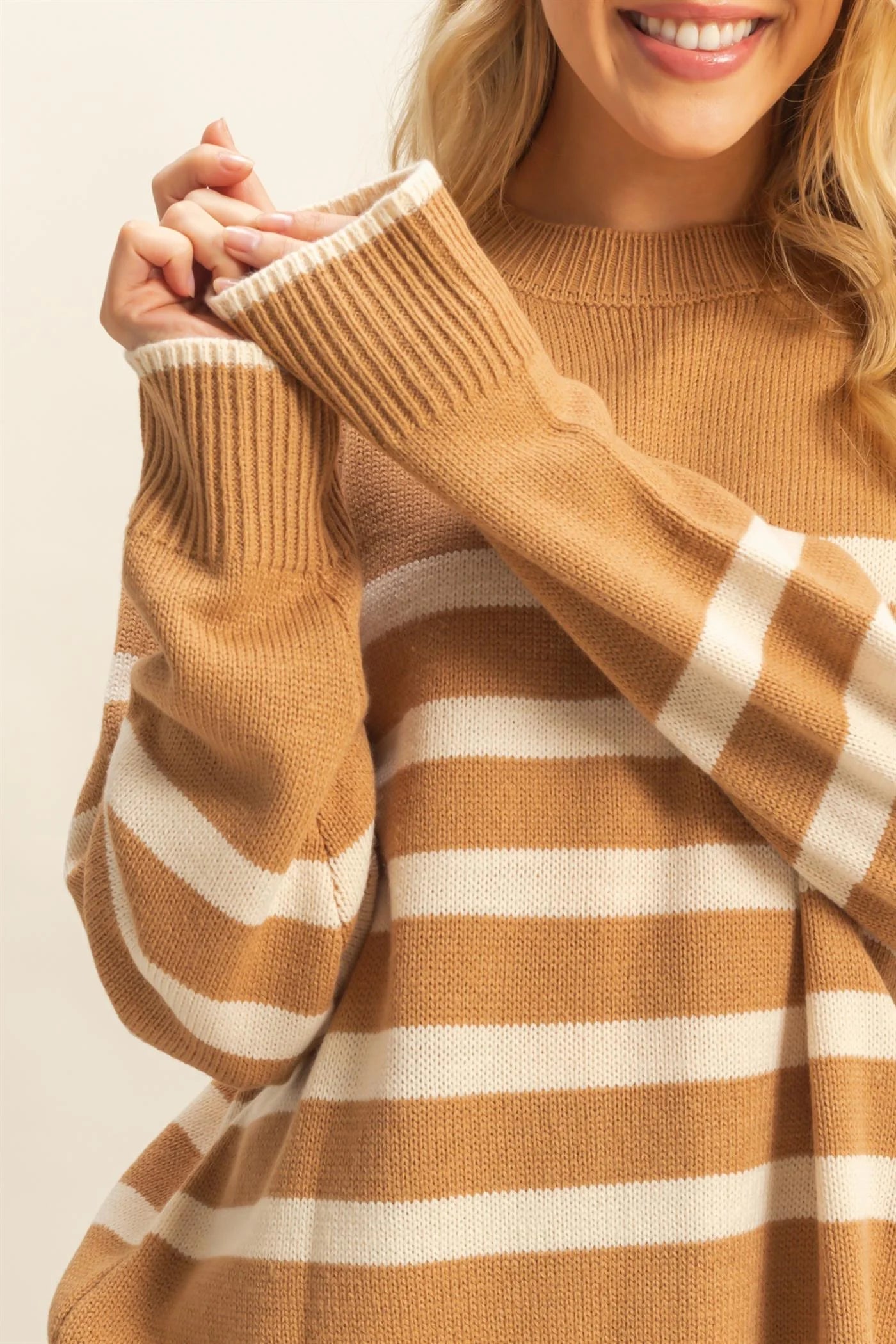 Hyfive Coastal Stripe Knit Sweater – Classic Crew Neck Style HYFIVE INC