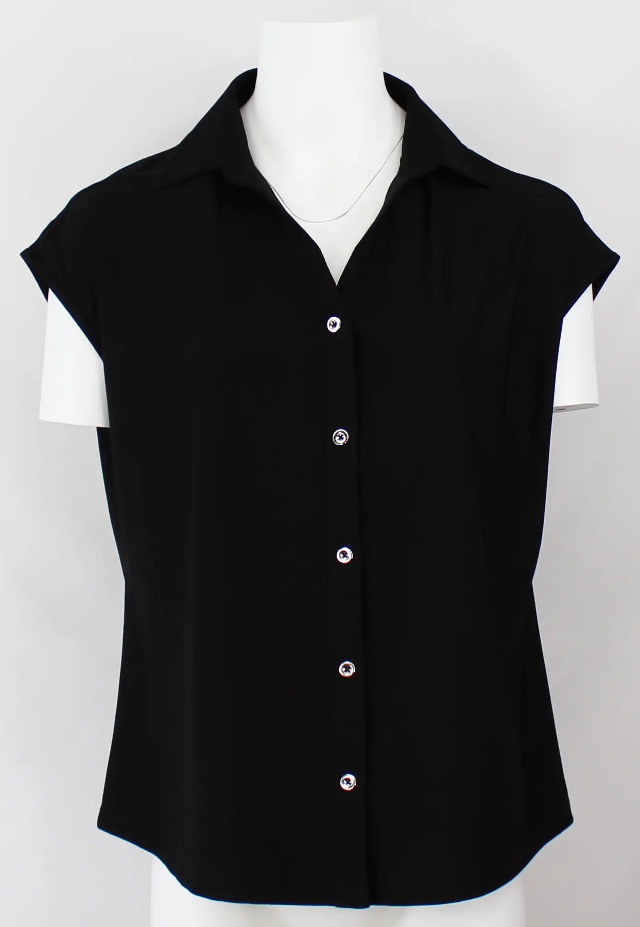 Keren Hart Martha Knit Top – Sleek Button-Down Style with Stretch Comfort BLACK-XL KEREN HART