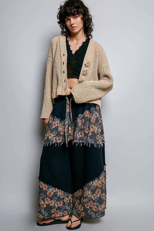 Pol Clothing Meadow Bloom Cardigan – Soft Chenille Knit with Exaggerated Buttons