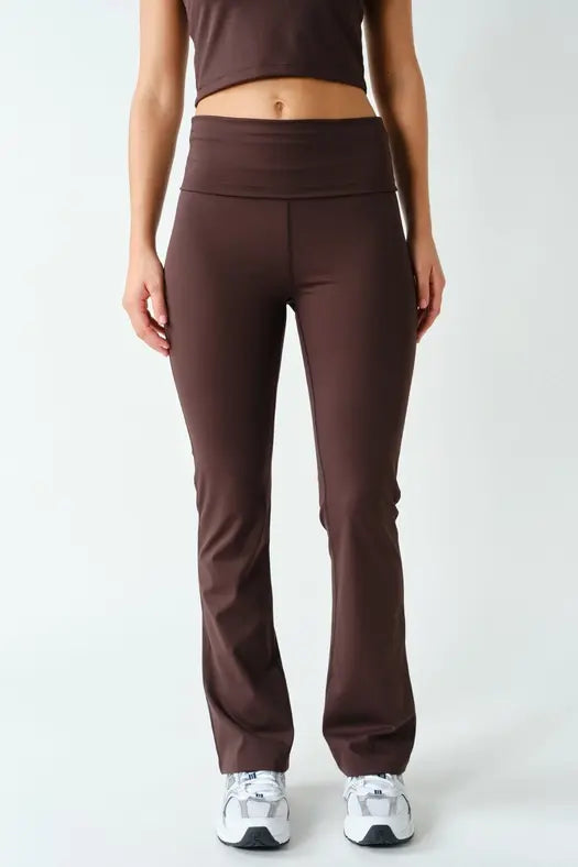 Mono B Align Fold-Over High-Waist Flare Leggings – Sleek Stretch with a Flattering Flare Product variant