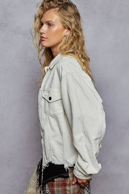 Pol Clothing Inc. Love You A Latte Jacket – Cozy Corduroy Trucker Style