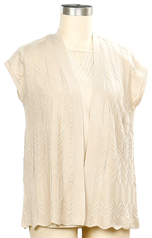 L Hamrick Harmony Knit Vest – Open Front Layer Cardigan