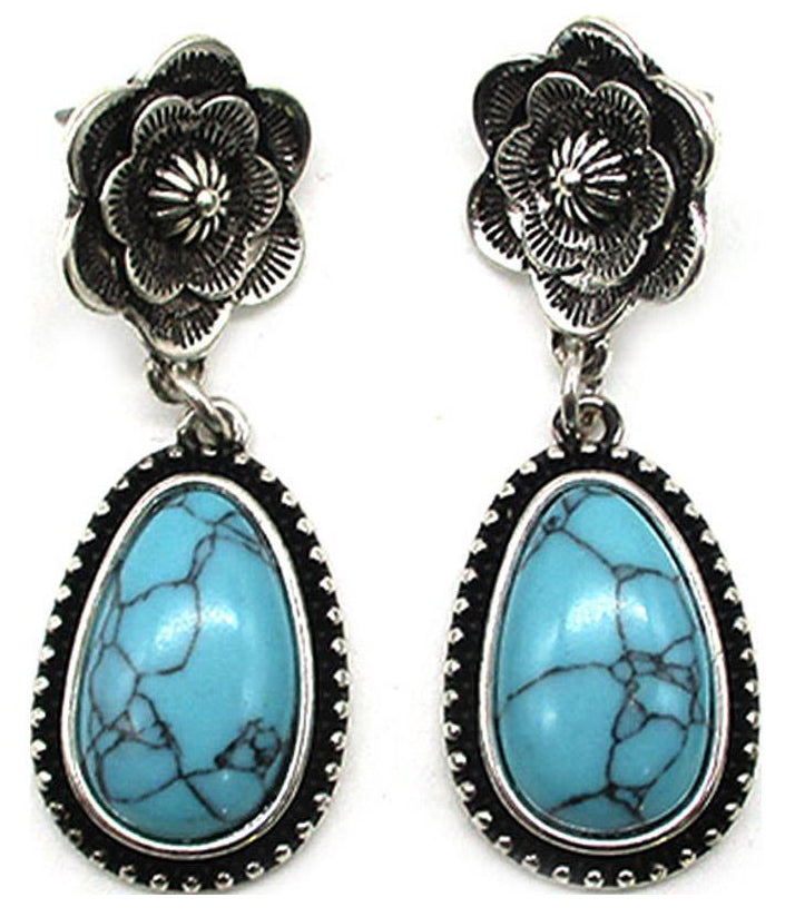 Joia Turquoise Rose Earrings – Western Drop Earrings JOIA TRADING CO.