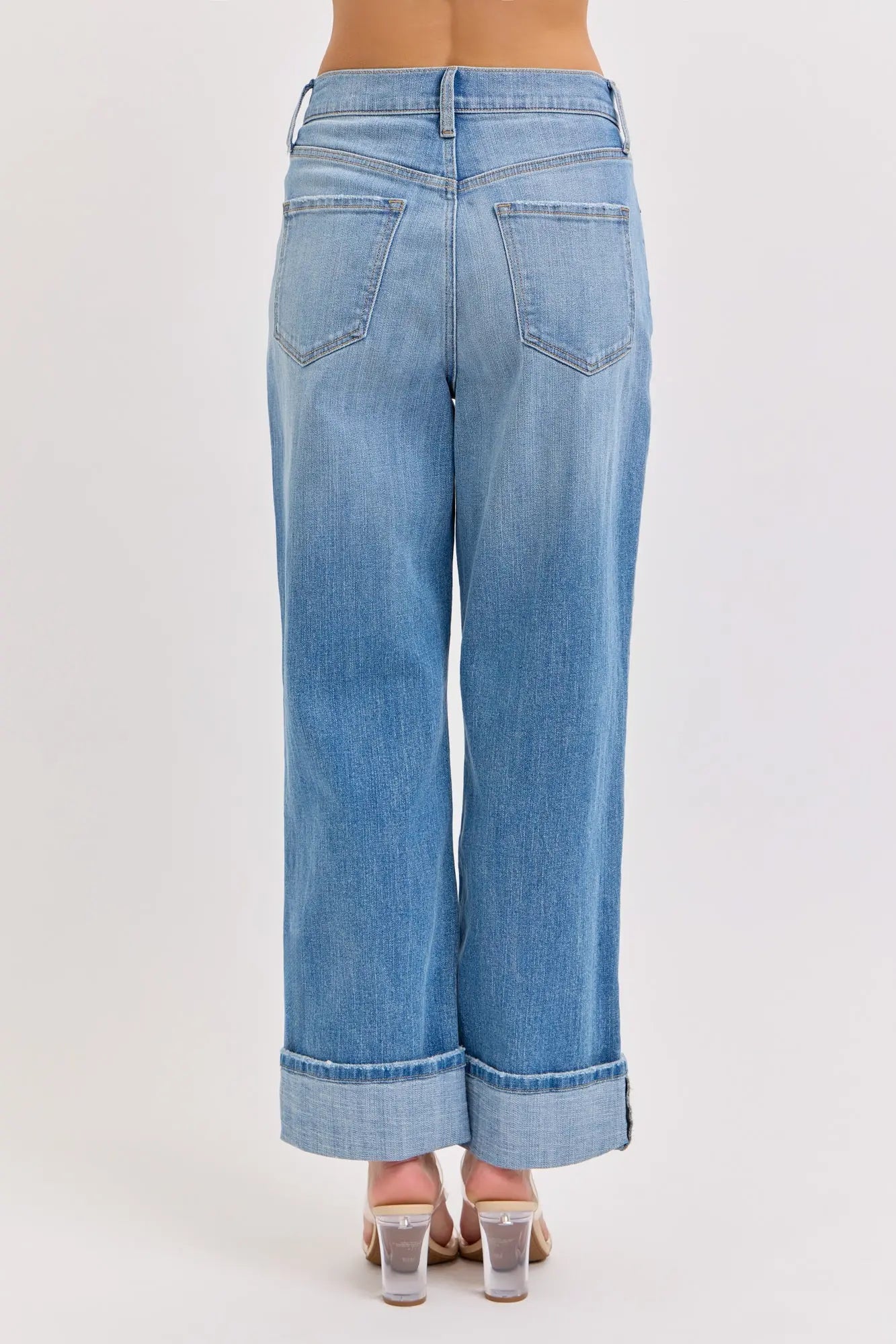 Cello Jeans Nora Super High Rise Dad Jeans – Cuffed Medium Wash Denim WAT? JEANS & CELLO JEANS