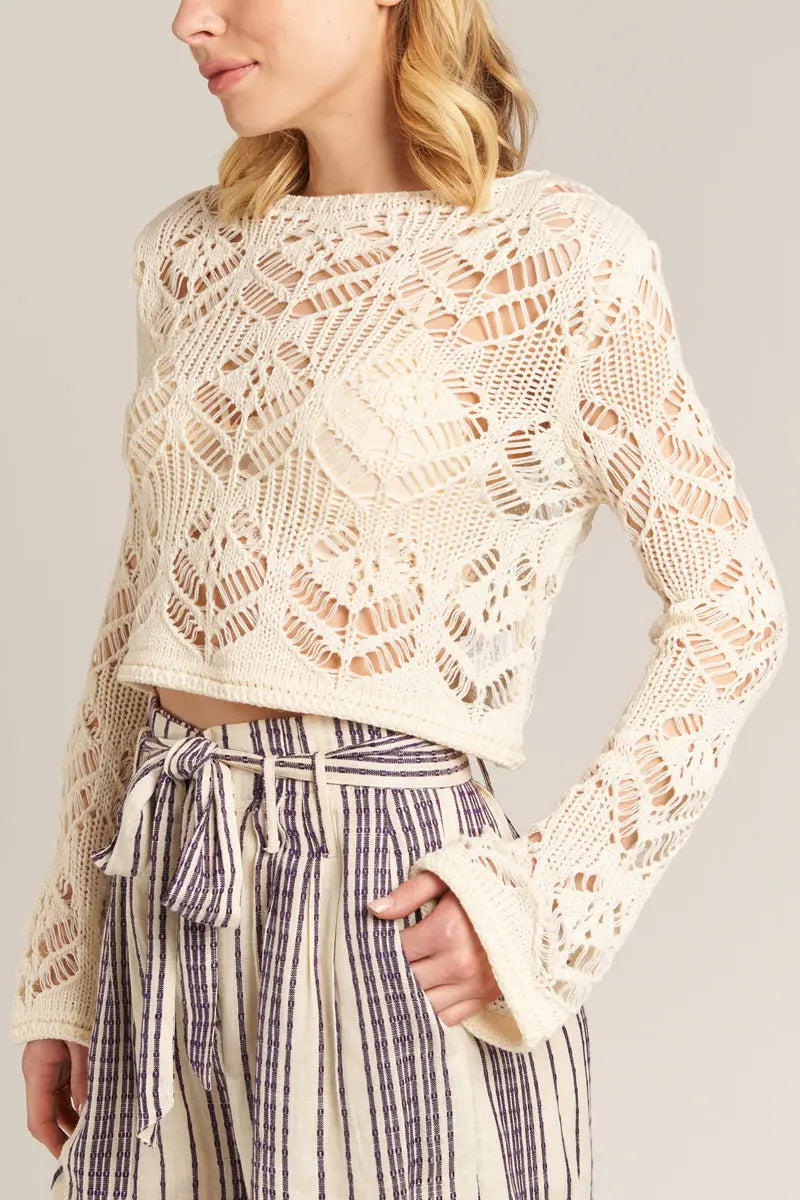 En Creme Soft Girl Crochet Sweater – Vintage Charm Meets Modern Style