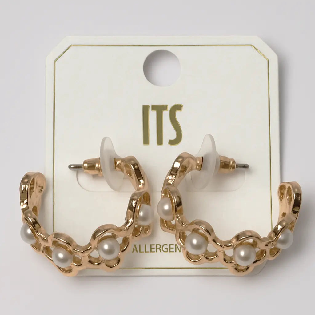 Joia Accessories Olivia Hoop Earrings w/ Pearls – Classic Meets Modern JOIA TRADING CO.