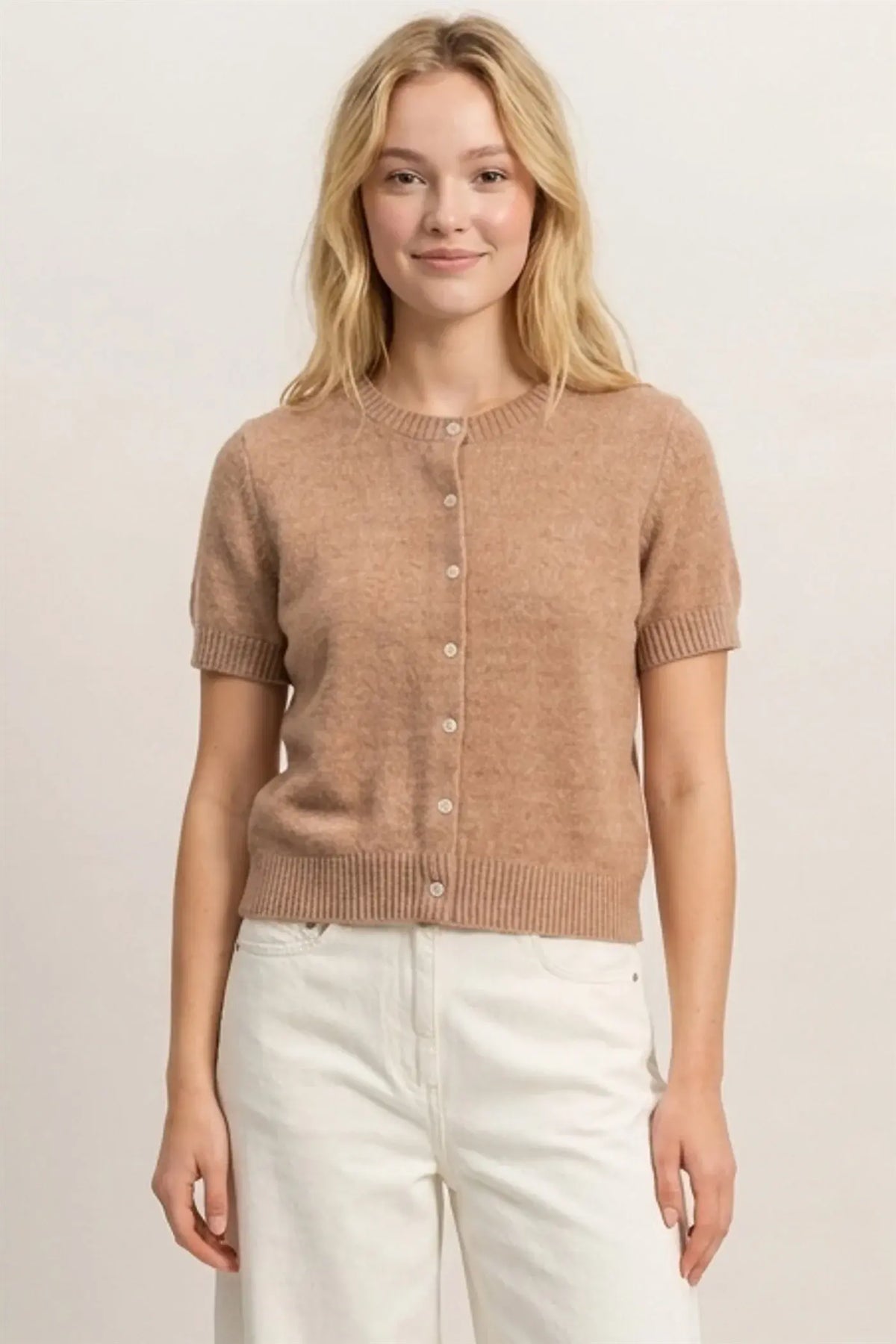Hyfive Sweetly Buttoned Knit Top – Classic Charm with a Flattering Fit Product variant