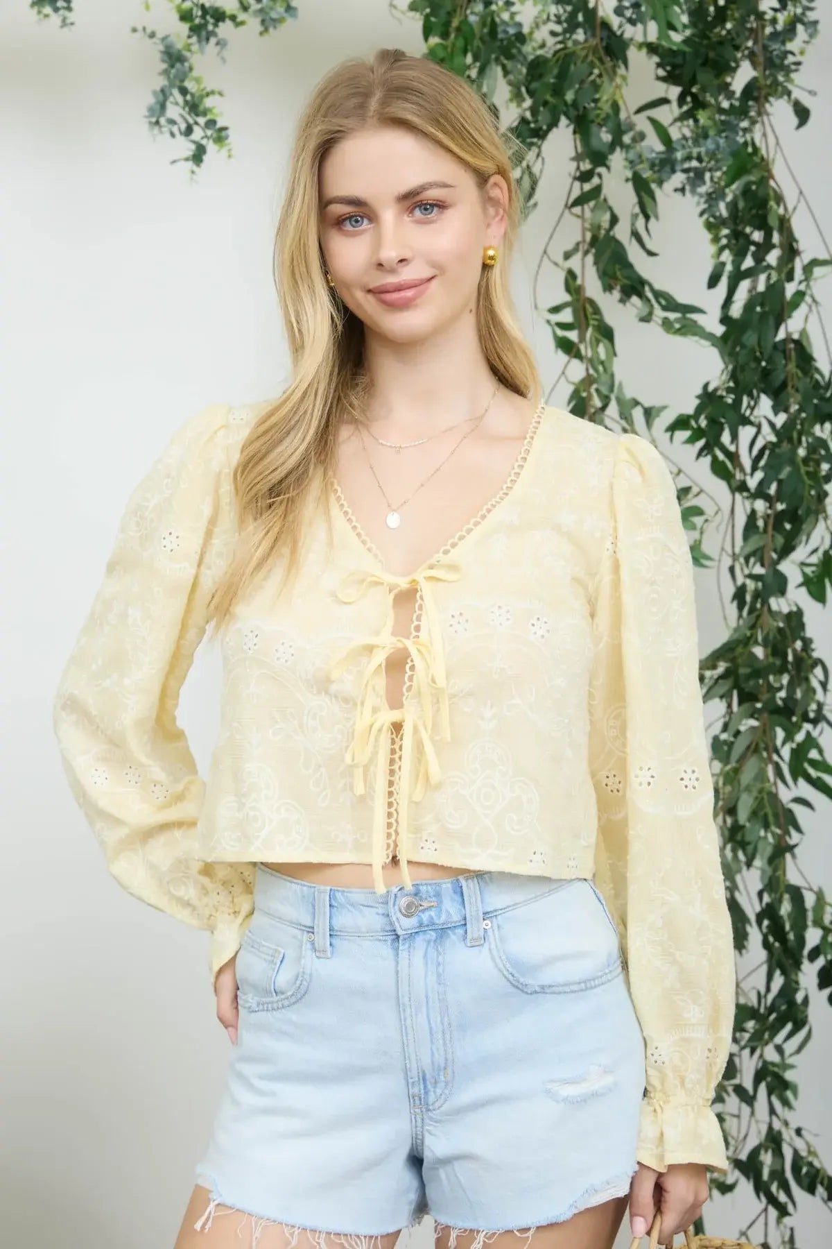 Blu Pepper Meadow Whisper Top – Eyelet Tie Front Top BLU PEPPER