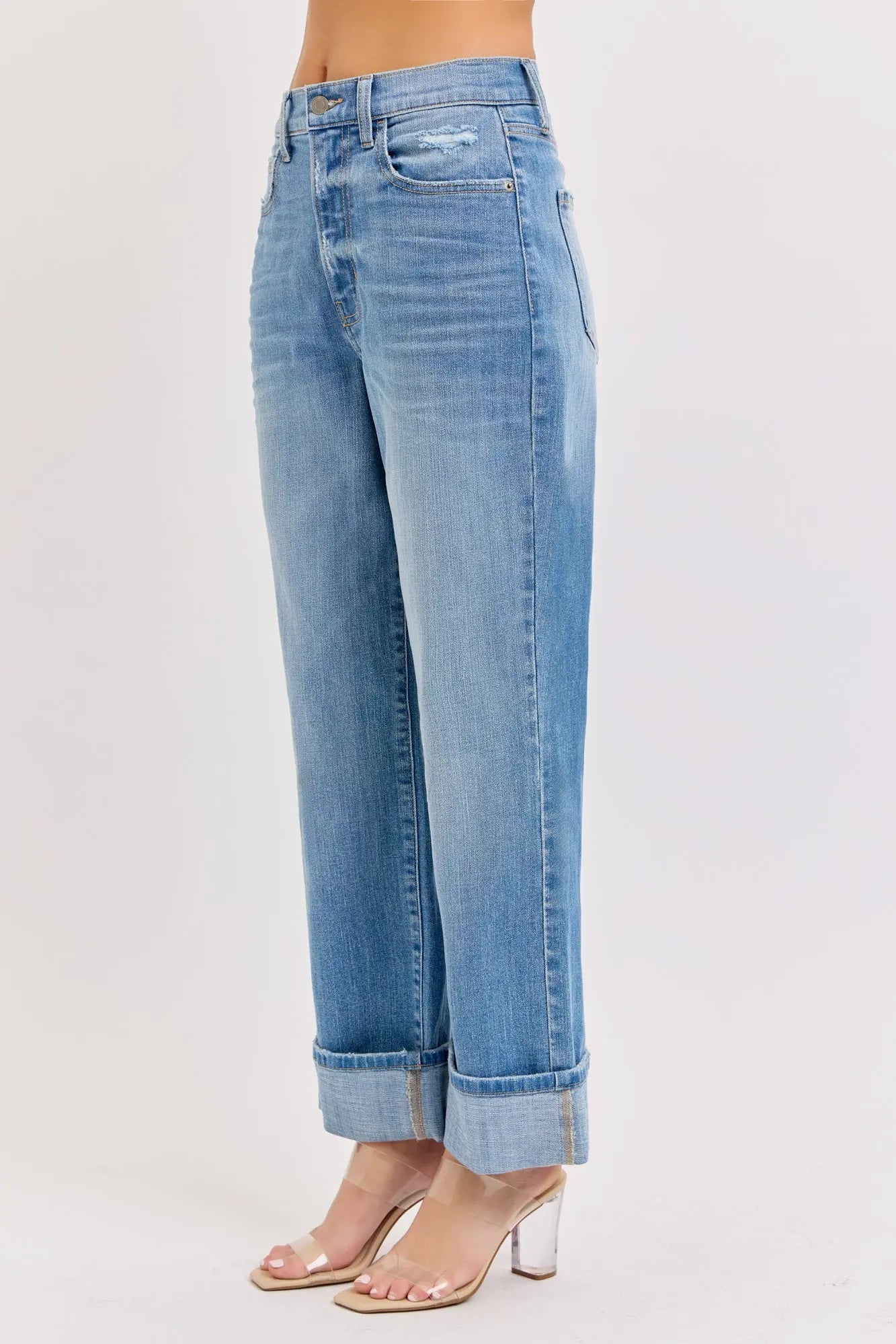 Cello Jeans Nora Super High Rise Dad Jeans – Cuffed Medium Wash Denim WAT? JEANS & CELLO JEANS