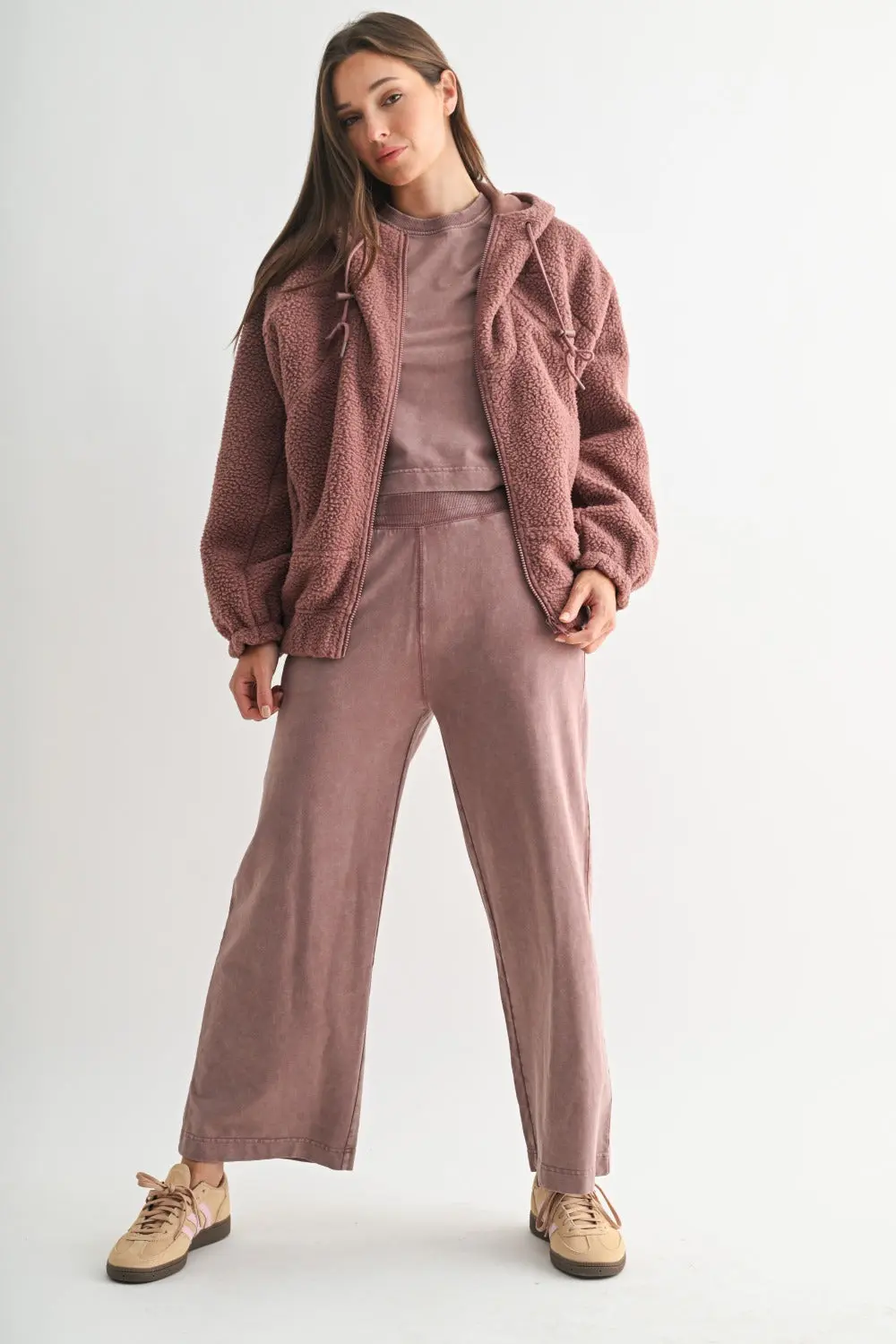 Mono B Alpine Fleece Zip-Up Hoodie – Cozy Sherpa Warmth    MONO B