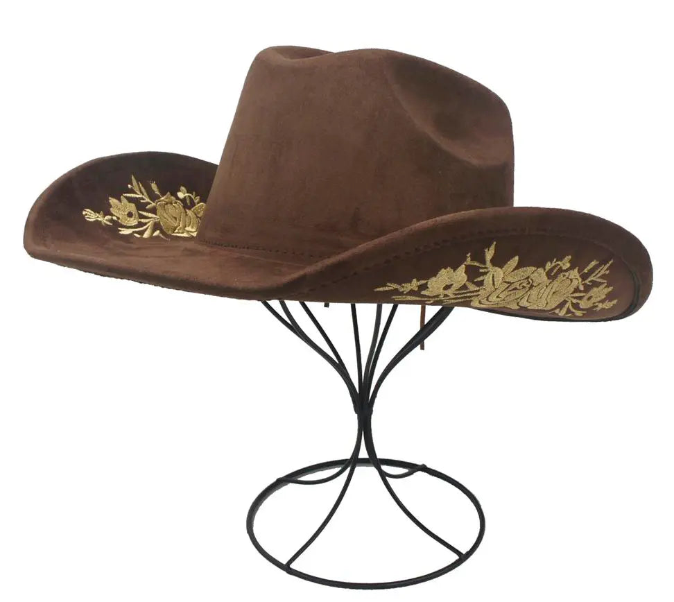 Joia Accessories Rose Embroidered Cowboy Hat – Rodeo & Festivals Style DARK BROWN / EA JOIA TRADING CO.