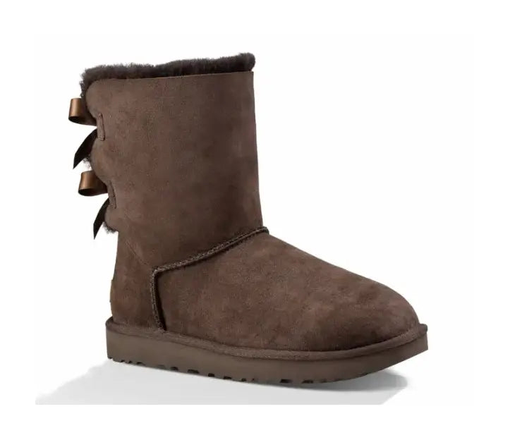 Women’s UGG Bailey Bow II – Cozy Sheepskin Boot with Feminine Satin Bows  CHOCOLAT-M-10  UGG