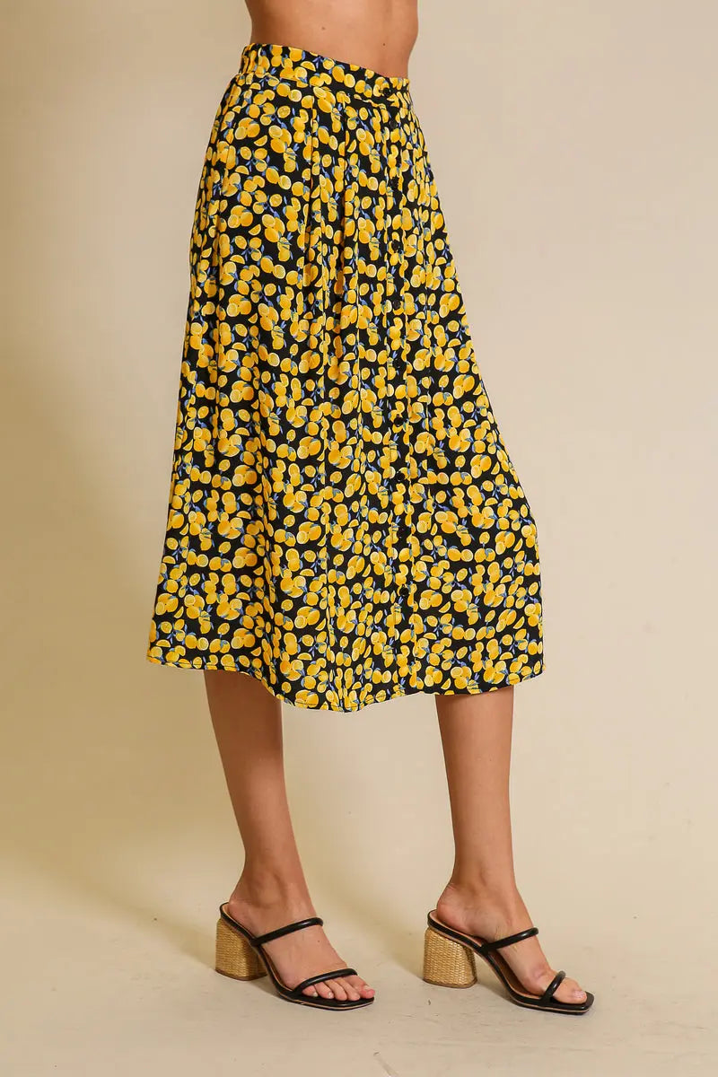 Timing Love of Lemons Skirt – High Wasted A-Line Style TIMING INC