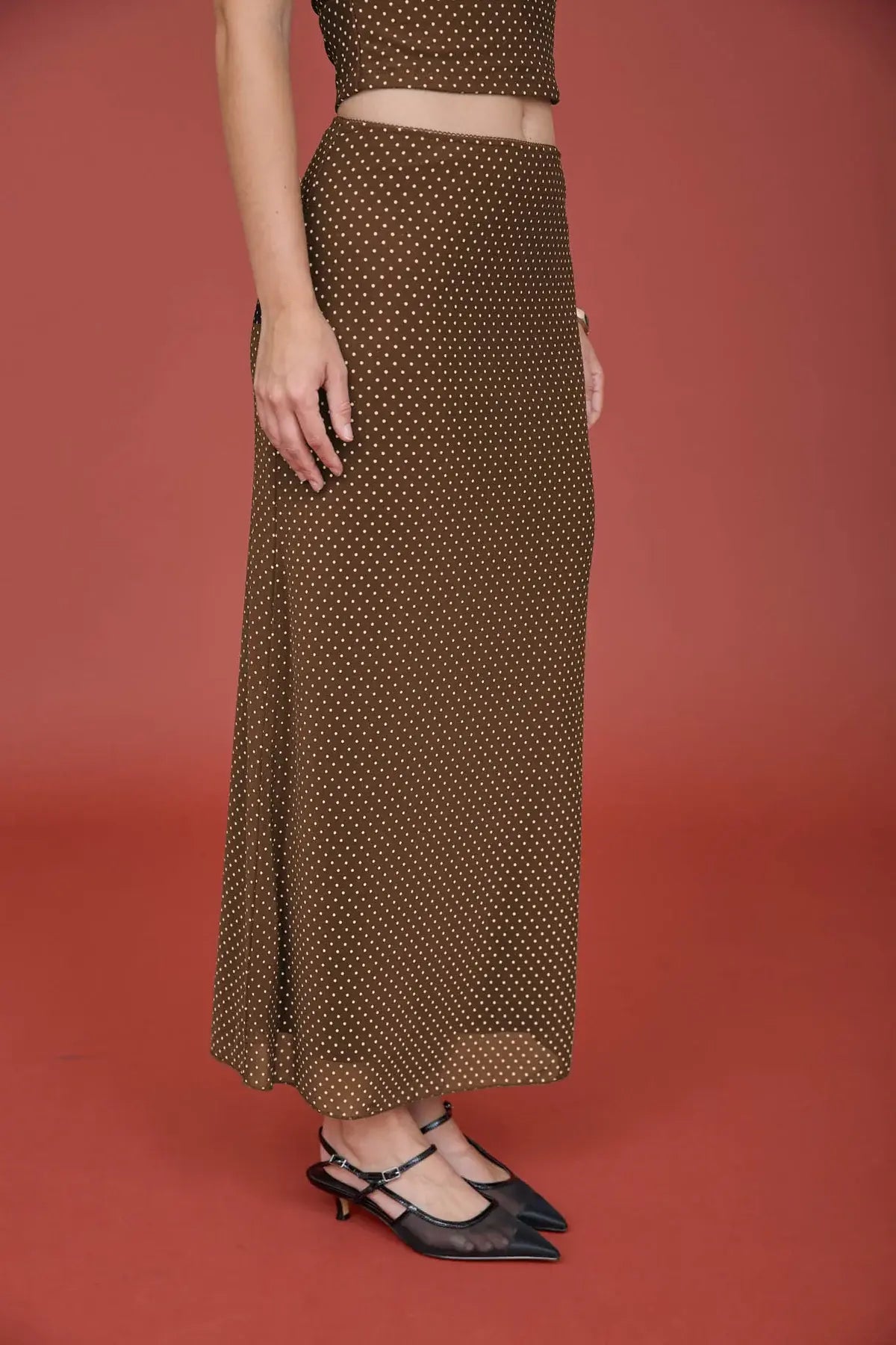 Blu Pepper Lovestruck Polka Dot Skirt – Romantic Mesh Midi Skirt BLU PEPPER