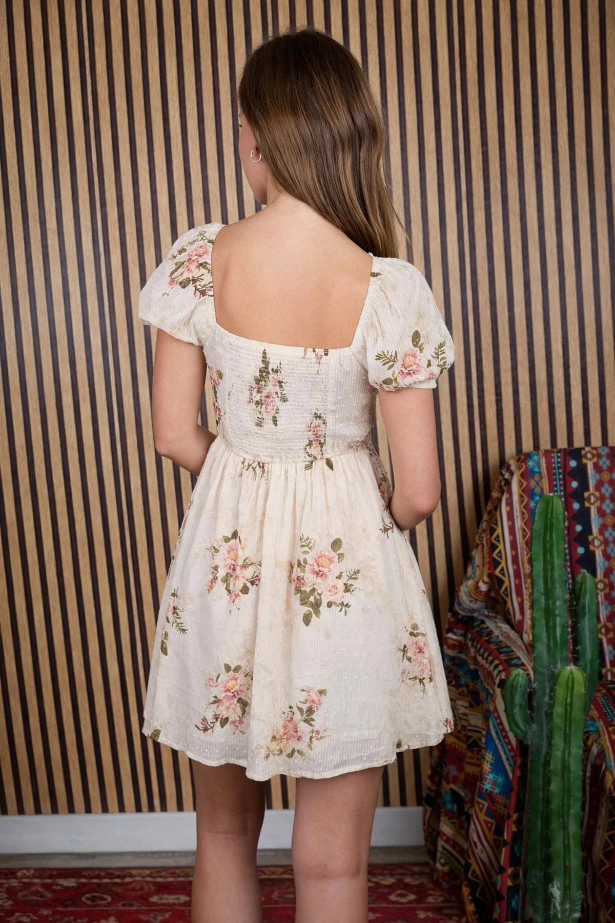 Blu Pepper Sweet Magnolias Dress – Floral Puff Sleeve Mini Dress BLU PEPPER