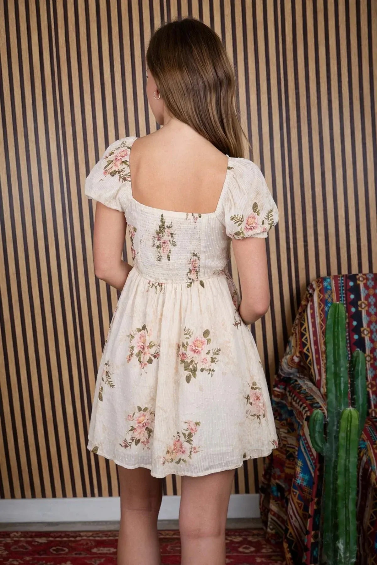 Blu Pepper Sweet Magnolias Dress – Floral Puff Sleeve Mini Dress BLU PEPPER