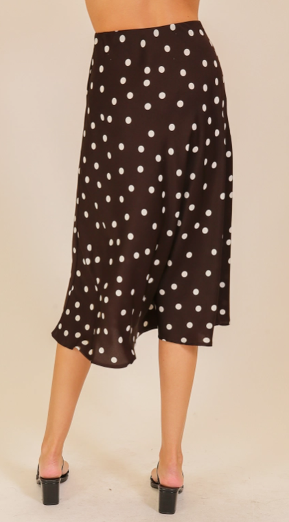 Timing Colette Midi Dot Skirt – High-Waisted Satin Skirt TIMING INC