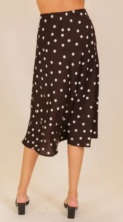 Timing Colette Midi Dot Skirt – High-Waisted Satin Skirt TIMING INC