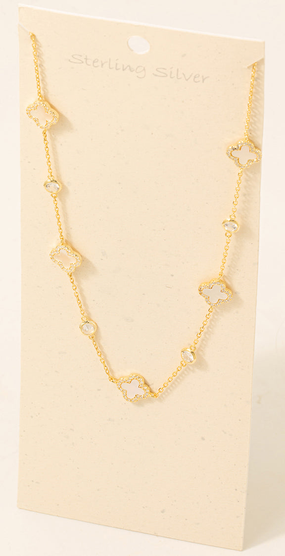 Fame Starlit Clover Necklace – 100% Sterling Silver (925) GOLD/MOP FAME ACCESSORIES
