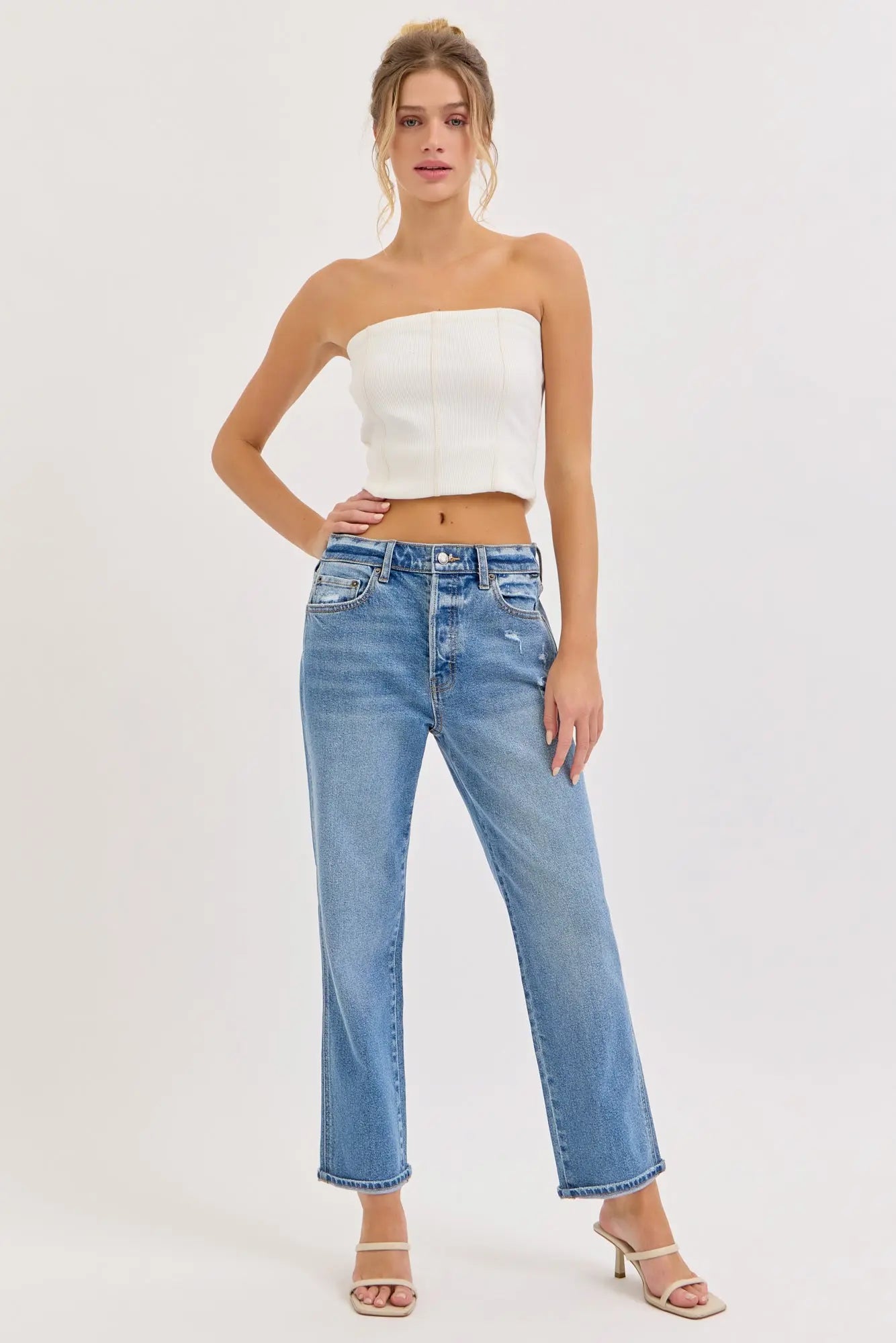 Cello Camila Boyfriend Crop Jeans – High Rise Medium Wash WAT? JEANS & CELLO JEANS