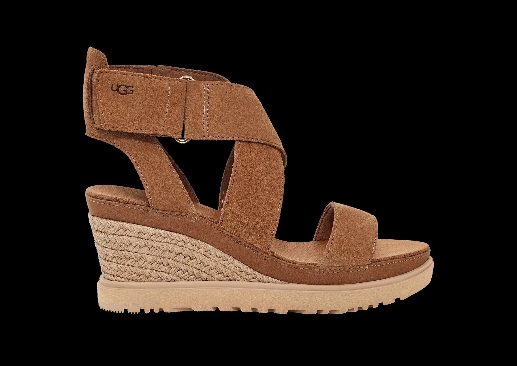Women's UGG Ileana Ankle – Suede Wedge Sandal with Jute Wrap