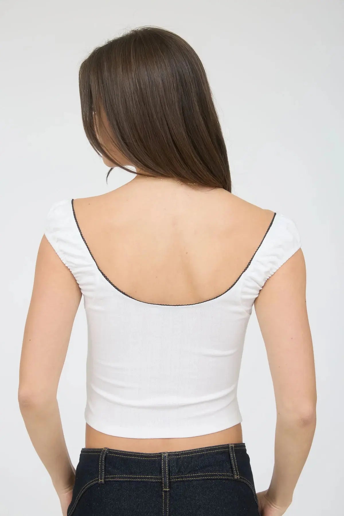 Blu Pepper Lovely Times Top – Sweetheart Cropped Knit with Bow Detail BLU PEPPER
