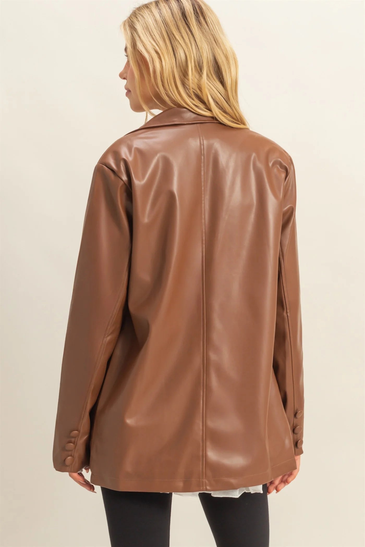 Hyfive Manhattan Nightfall Leather Blazer – Oversized PU Jacket HYFIVE INC