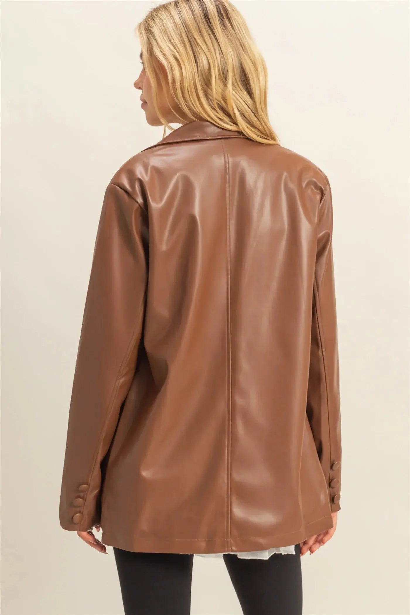 Hyfive Manhattan Nightfall Leather Blazer – Oversized PU Jacket HYFIVE INC