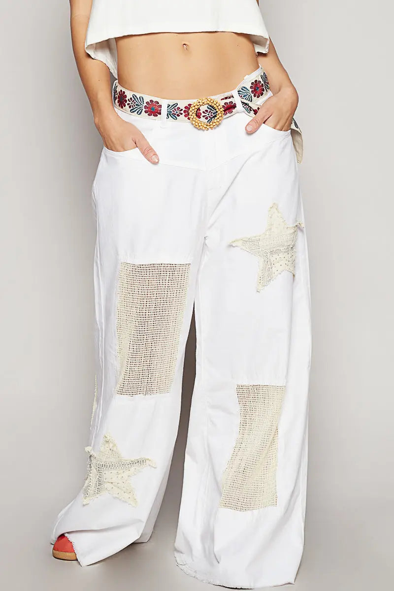 Pol Clothing Magda Woven Belt – Wide Floral Waist Belt with Statement Buckle POL CLOTHING, INC