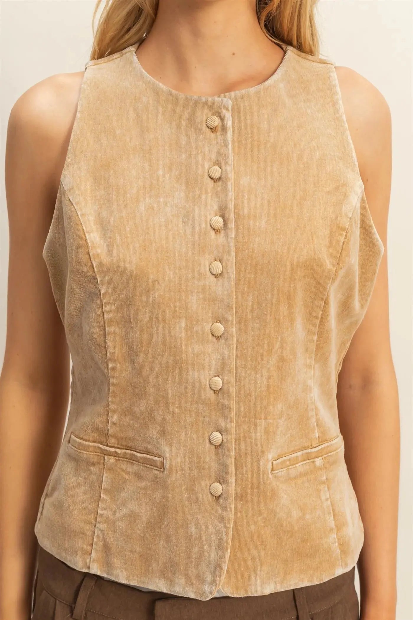 Hyfive Inc. Fall Ready Vest – Mineral Washed Button Front Layer HYFIVE INC