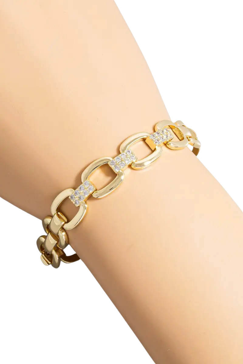 Fame City Lights Radiant Link Bracelet – Gold-Dipped CZ Pavé FAME ACCESSORIES