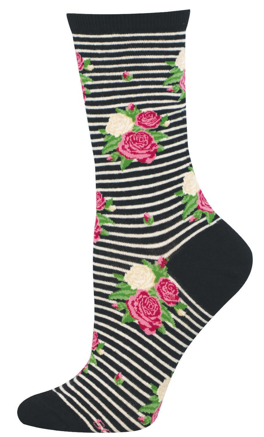 Women's SockSmith Rows of Roses – Floral Pattern Crew Socks SOCK SMITH