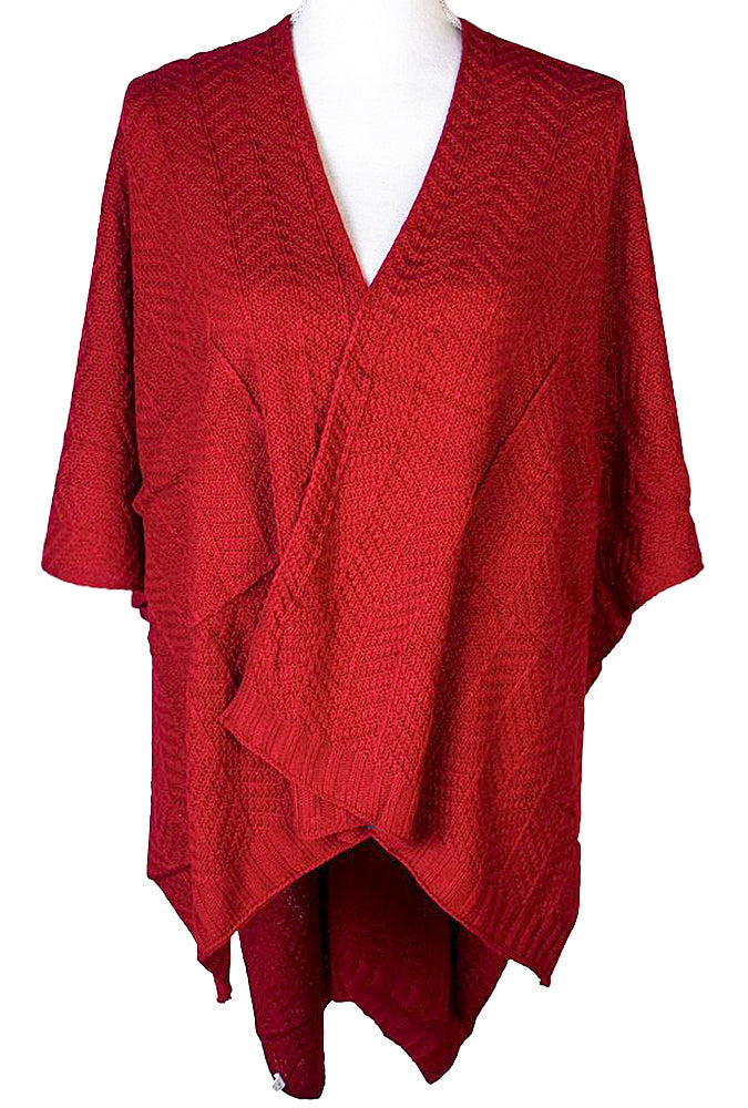 Joia Cocoa Cozy Cape – Soft Textured Knit Layering Essential RED JOIA TRADING CO.