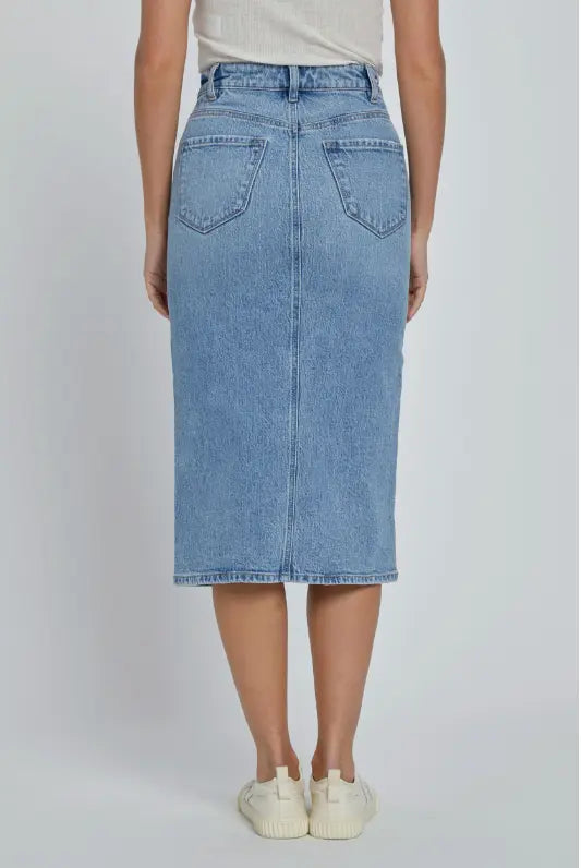Cello Jeans Lorena High Rise Jean Midi Skirt - Effortless Style