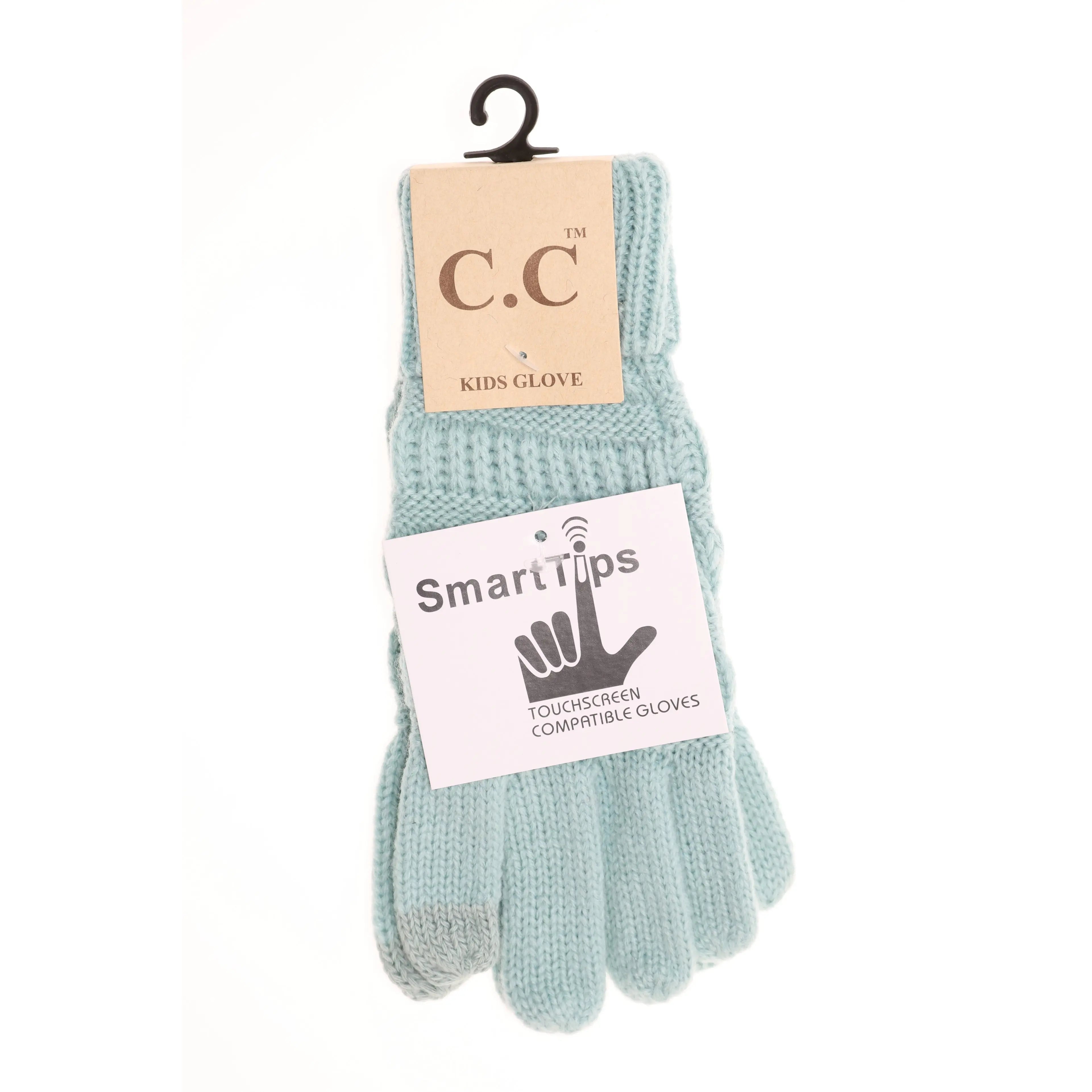 Kids' CC Solid Cable Knit Gloves – Cozy & Stylish Cold-Weather Essential
