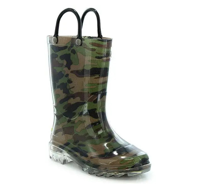 Kids’ Washington Shoe Lighted Camo Boots – Waterproof Light-Up Rain Boots