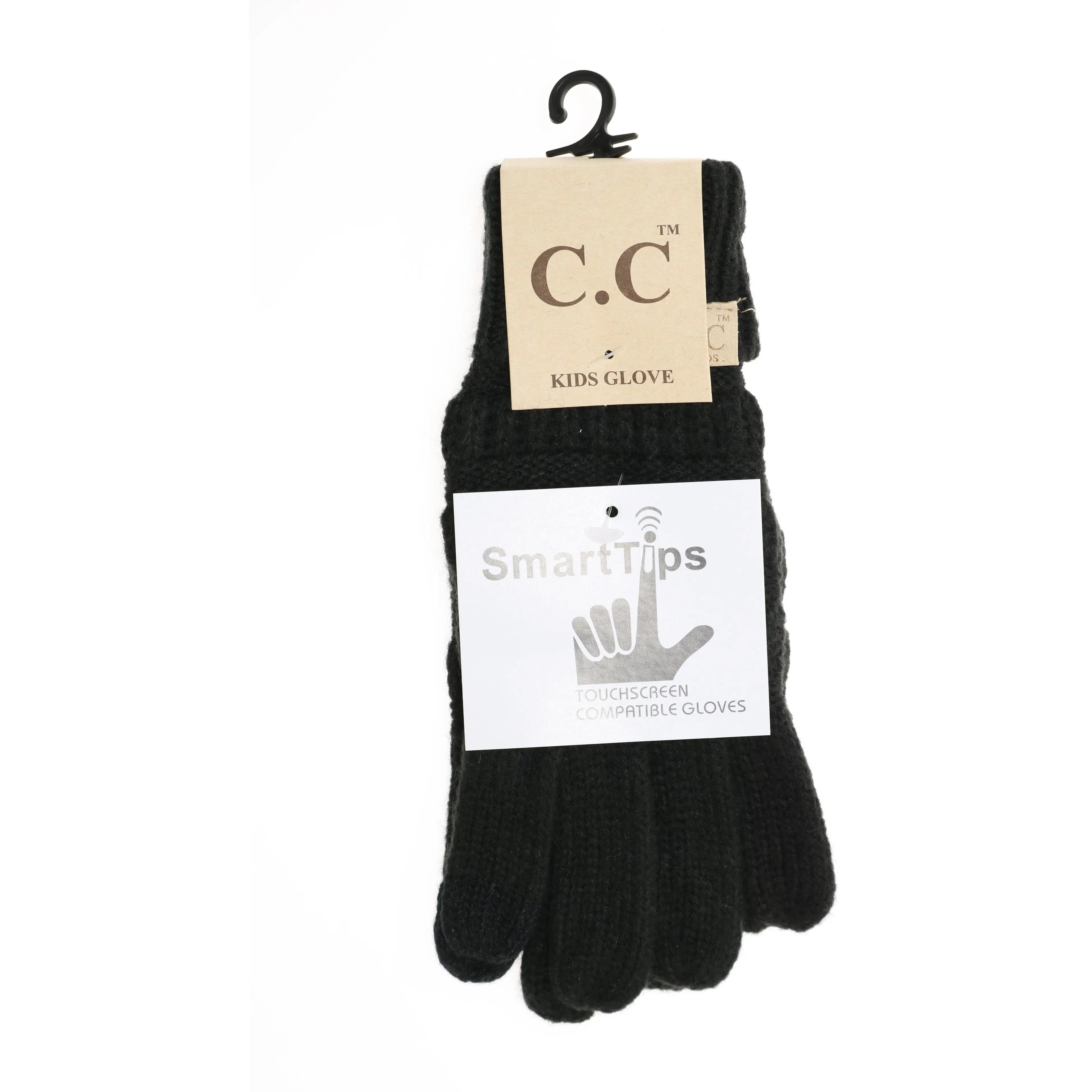 Kids' CC Solid Cable Knit Gloves – Cozy & Stylish Cold-Weather Essential