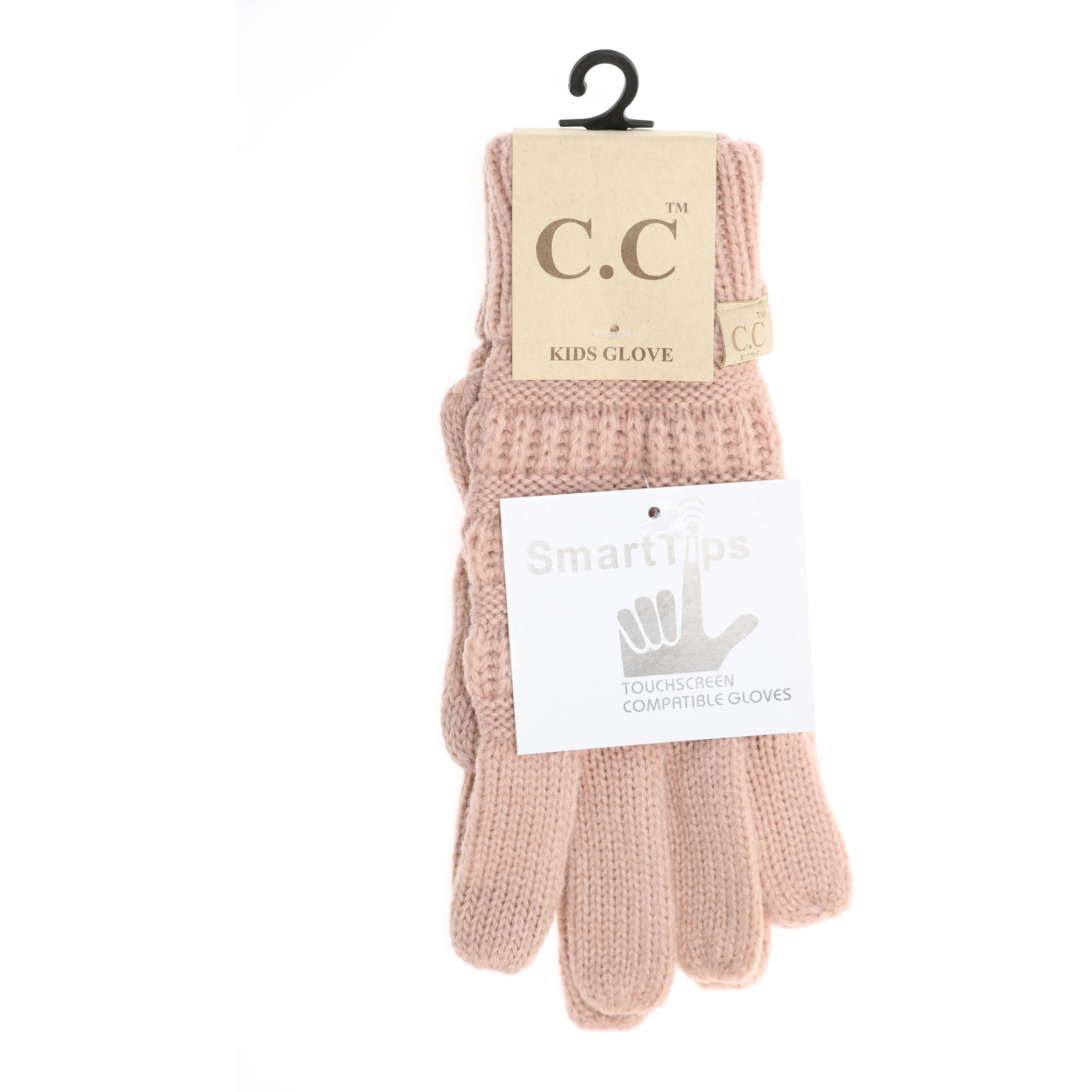 Kids' CC Solid Cable Knit Gloves – Cozy & Stylish Cold-Weather Essential