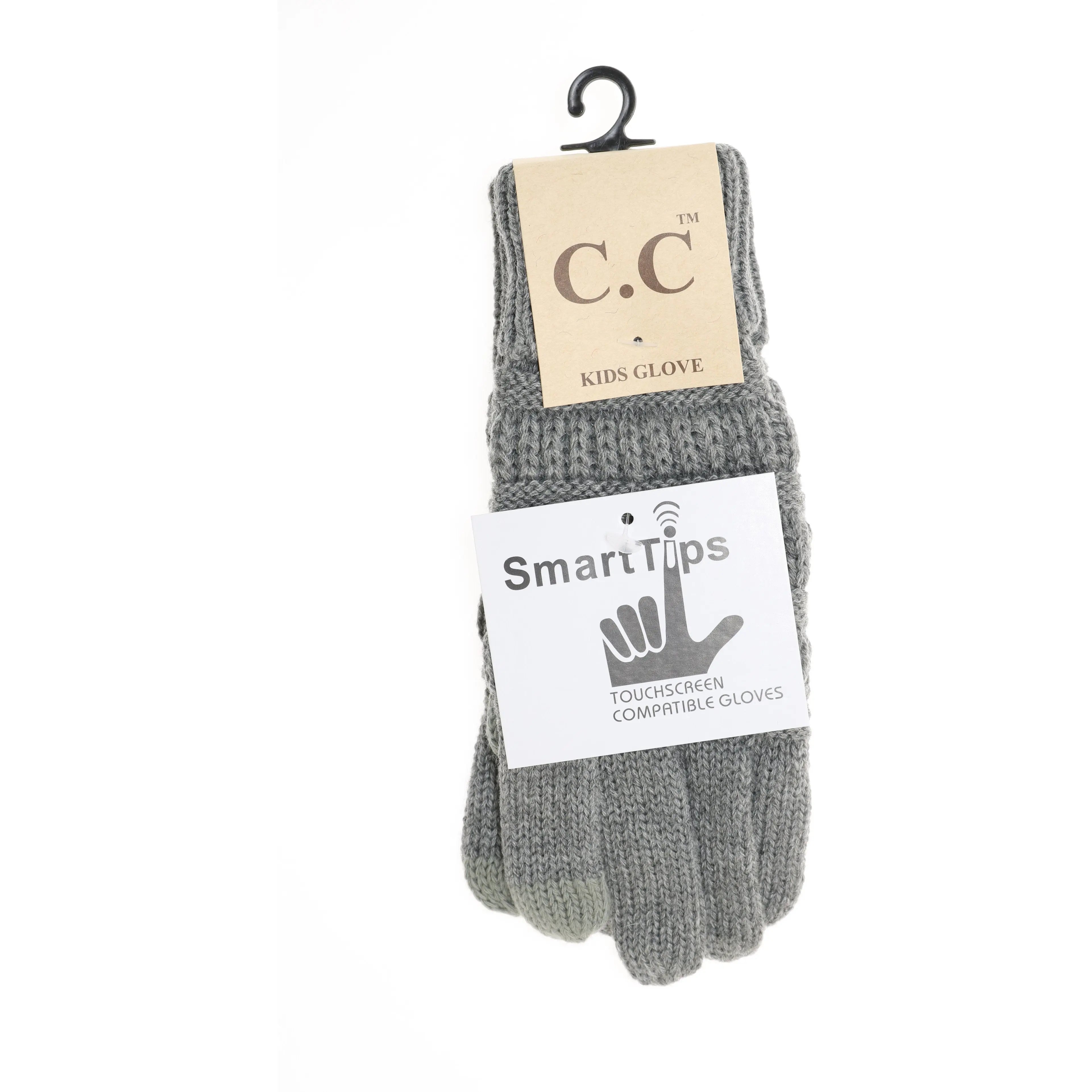 Kids' CC Solid Cable Knit Gloves – Cozy & Stylish Cold-Weather Essential