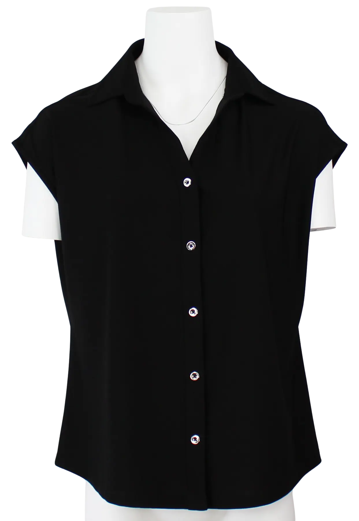 Keren Hart Martha Knit Top – Sleek Button-Down Style with Stretch Comfort  BLACK-XL  KEREN HART