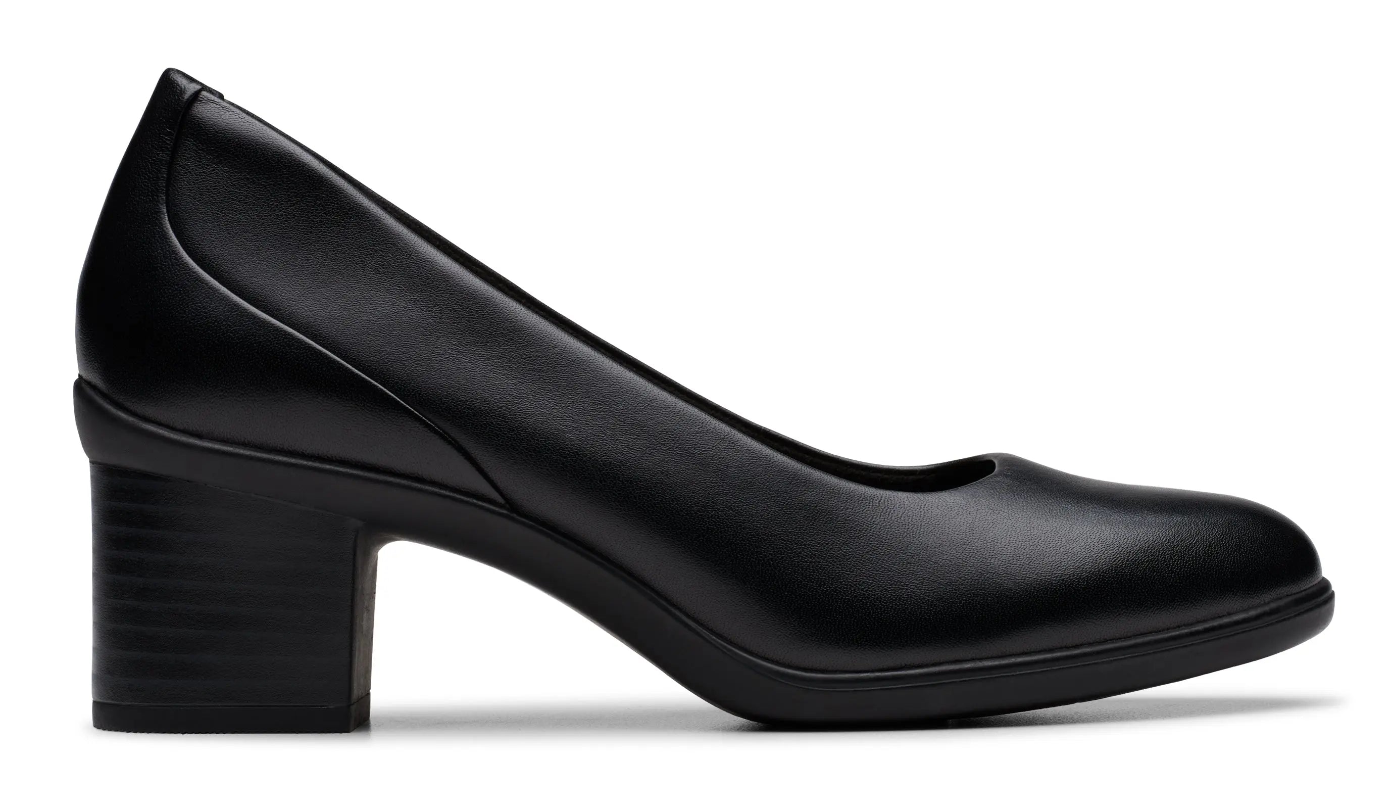 Women's Clarks Shaya Poppy – Leather Court Shoes with Elegant Mid Heel    CLARKS