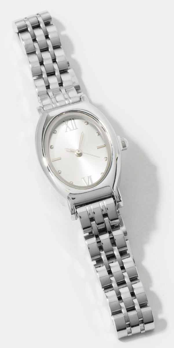 Fame Vivienne Link Watch – Oval Roman Numeral Metal Watch    FAME ACCESSORIES