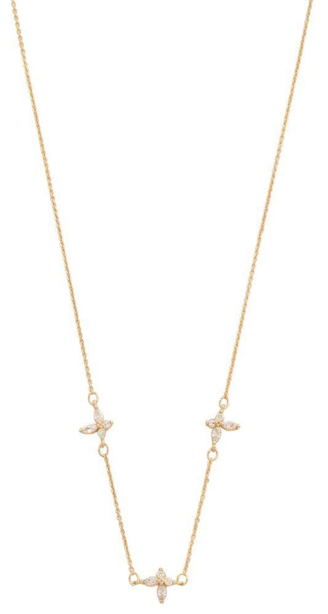 Joia Radiant Blooming Trio Necklace – 16” Dainty Floral Chain