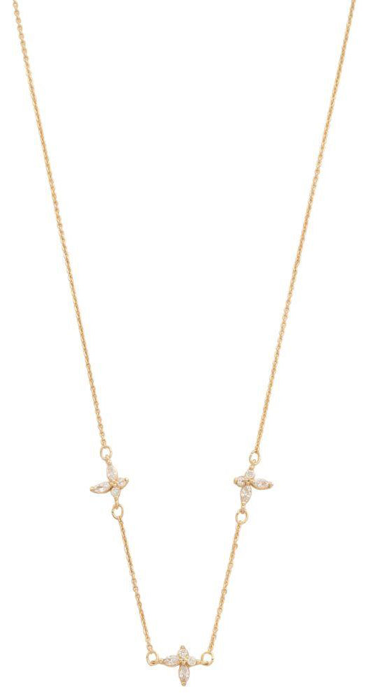 Joia Radiant Blooming Trio Necklace – 16” Dainty Floral Chain    JOIA TRADING CO.
