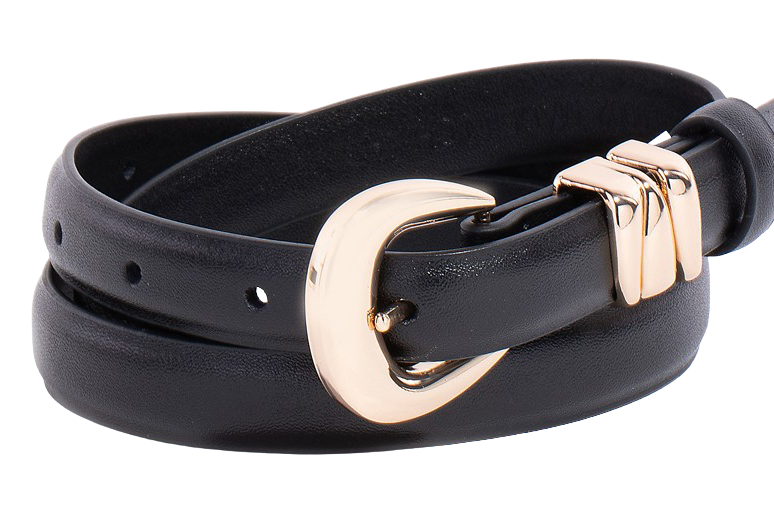 Fame Halo Curve Belt – Slim Bonded Leather Belt    FAME ACCESSORIES