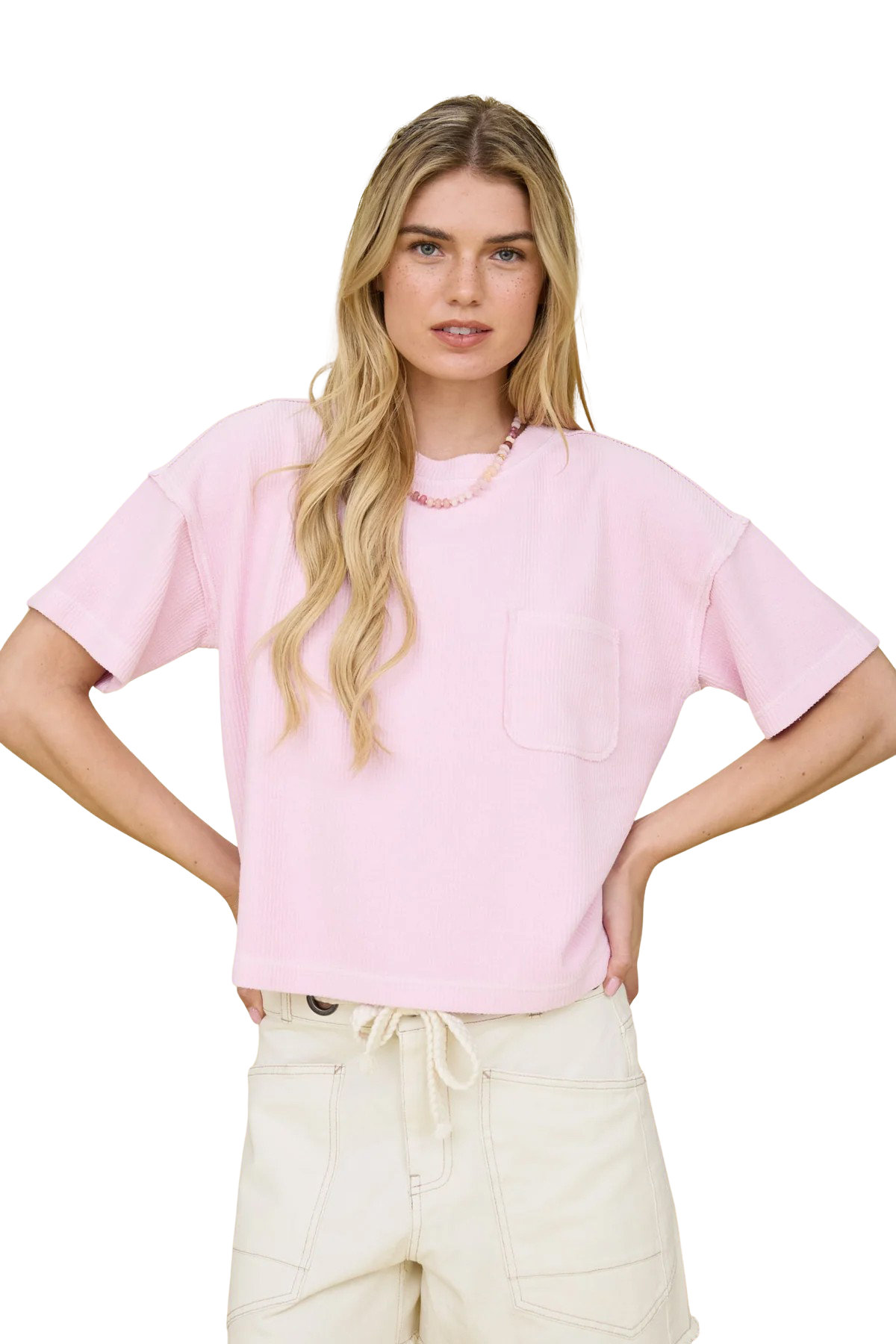 Blu Pepper Lounge Babe Top – Casual Ribbed Knit Shirt    BLU PEPPER