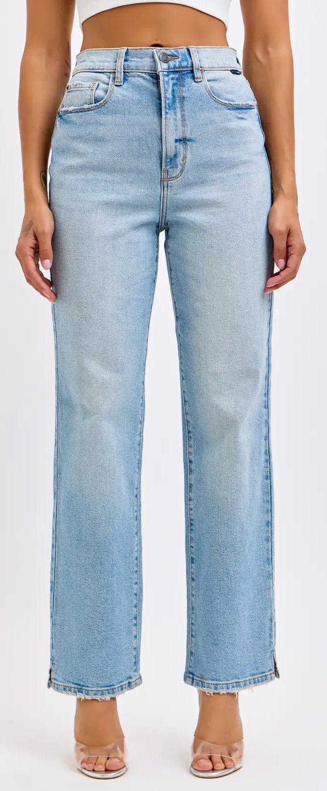 Cello Diana Super High Dad Jeans w/Mini Slit – Vintage & Chic Style