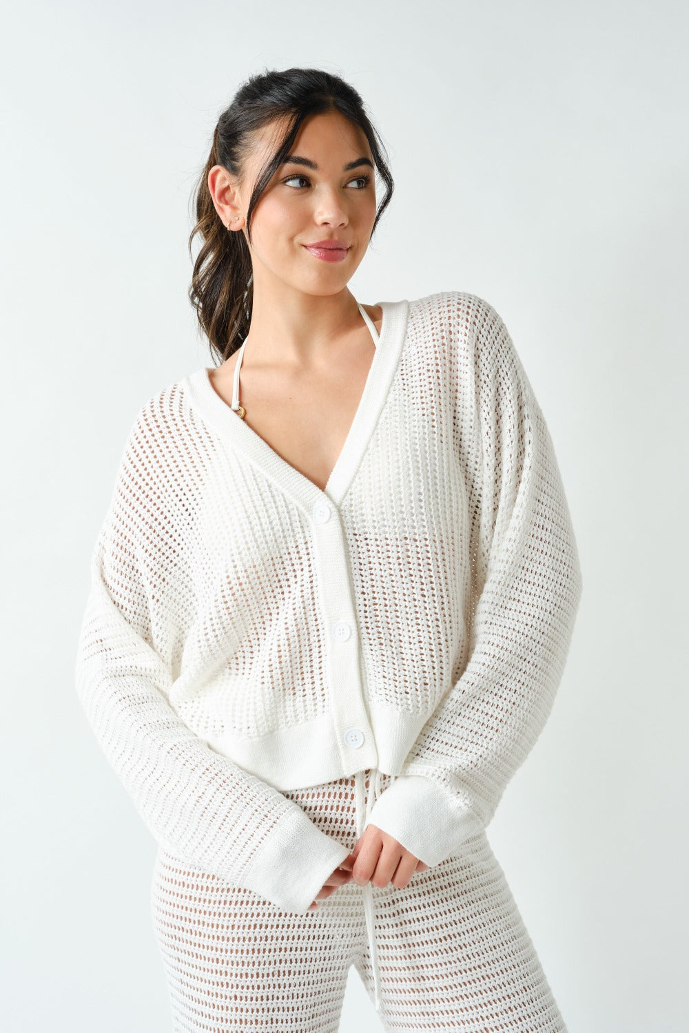 Mono B Coastal Crochet Air Knit Top – Lightweight Layers with Effortless Style    MONO B